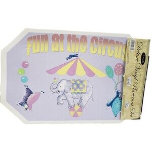 Set of 4 Same Printed Kitchen Vinyl Placemats (18"x12") FUN AT THE CIRCUS, BH